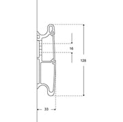 Pressalit PLUS Horizontal Wall Track, 3300mm (R9833112) - dimensioned drawing