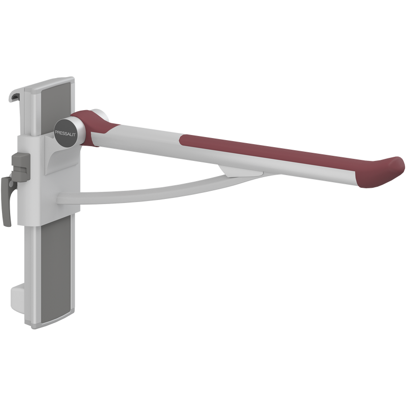 Pressalit PLUS Support Arm, 700mm, Height & Sideways Adjustable, Left-Hand, Red (R391370035)