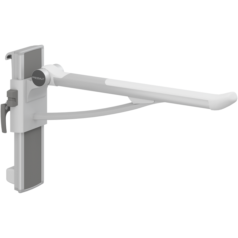 Pressalit PLUS Support Arm, 700mm, Height & Sideways Adjustable, Left-Hand, White (R391370000)