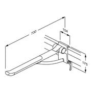 Pressalit PLUS Support Arm, 700mm, Sideways-Adjustable, Right-Hand (R381470112) - dimensioned drawing