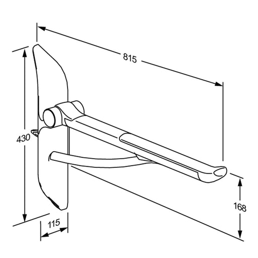 Pressalit PLUS Support Arm with Mounting Profile (TL3/TL4), 700mm, Left-Hand (R372370000) - dimensioned drawing