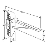 Pressalit PLUS Support Arm with Mounting Profile (TL3/TL4), 700mm, Right-Hand (R372470108) - dimensioned drawing