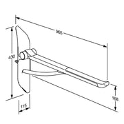 Pressalit PLUS Support Arm with Mounting Profile (TL3/TL4), 850mm, Left-Hand (R372385000) - dimensioned drawing