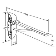 Pressalit PLUS Support Arm with Mounting Profile (TL3/TL4), 850mm, Right-Hand (R372485112) - dimensioned drawing
