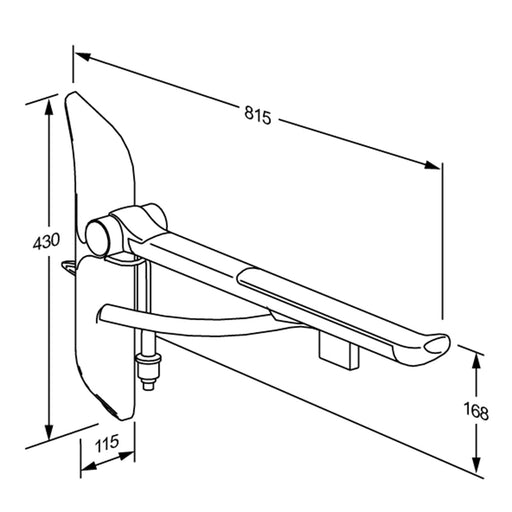 Pressalit PLUS Support Arm with Operating Panel (TL3/TL4), 700mm (R372570108) - dimensioned drawing