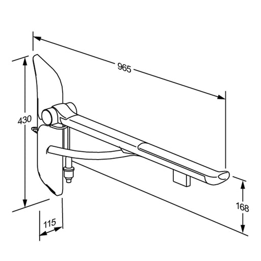 Pressalit PLUS Support Arm with Operating Panel (TL3/TL4), 850mm (R372585108) - dimensioned drawing