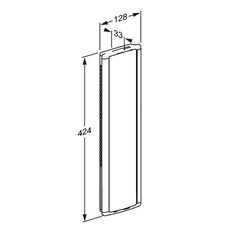 Pressalit PLUS Vertical Wall Track, 400mm, Left Hand, Grooved (R9873112) - dimensioned drawing