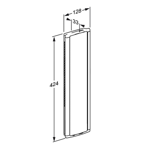 Pressalit PLUS Vertical Wall Track, 400mm, Left Hand, Grooved (R9873112) - dimensioned drawing