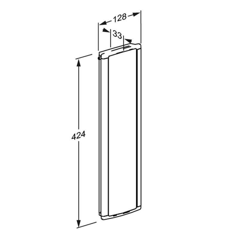 Pressalit PLUS Vertical Wall Track, 400mm, Right Hand, Grooved (R9874112) - dimensioned drawing