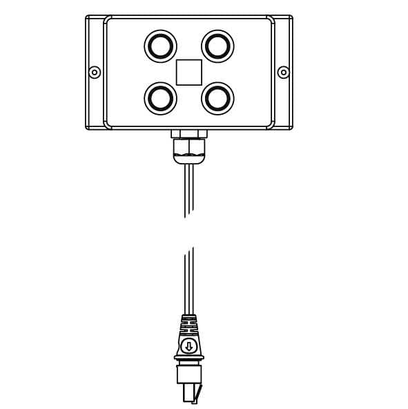 Pressalit R8489 wall-mounted control panel with cable and four operating buttons, controls height adjustment and folding on the CT 4100 changing table