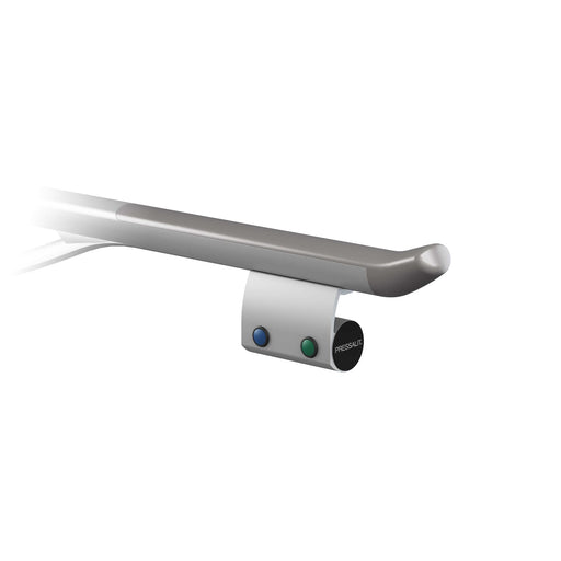 Pressalit R9342 dual flush button, 3/6 litre, mounts to the underside of a PLUS support arm and operates selected Geberit concealed cisterns