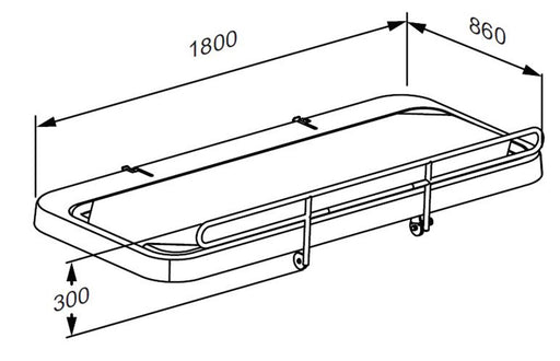 Pressalit SCT 2000 Shower Change Table, Fixed Height, 1800mm, Coated Canvas, White (R8425418000) - dimensioned drawing