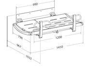 Pressalit SCT 3000 Shower Change Table, Fixed Height, 1032 × 1410mm, Graphite Grey (R8435313301) - dimensioned drawing