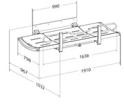 Pressalit SCT 3000 Shower Change Table, Fixed Height, 1032 × 1910mm, Graphite Grey (R8435318301) - dimensioned drawing