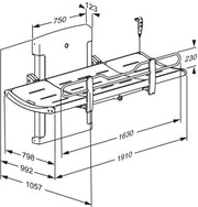 Pressalit SCT 3000 Shower Change Table, 1057 × 1910mm, Graphite Grey (R8582318301) - dimensioned drawing