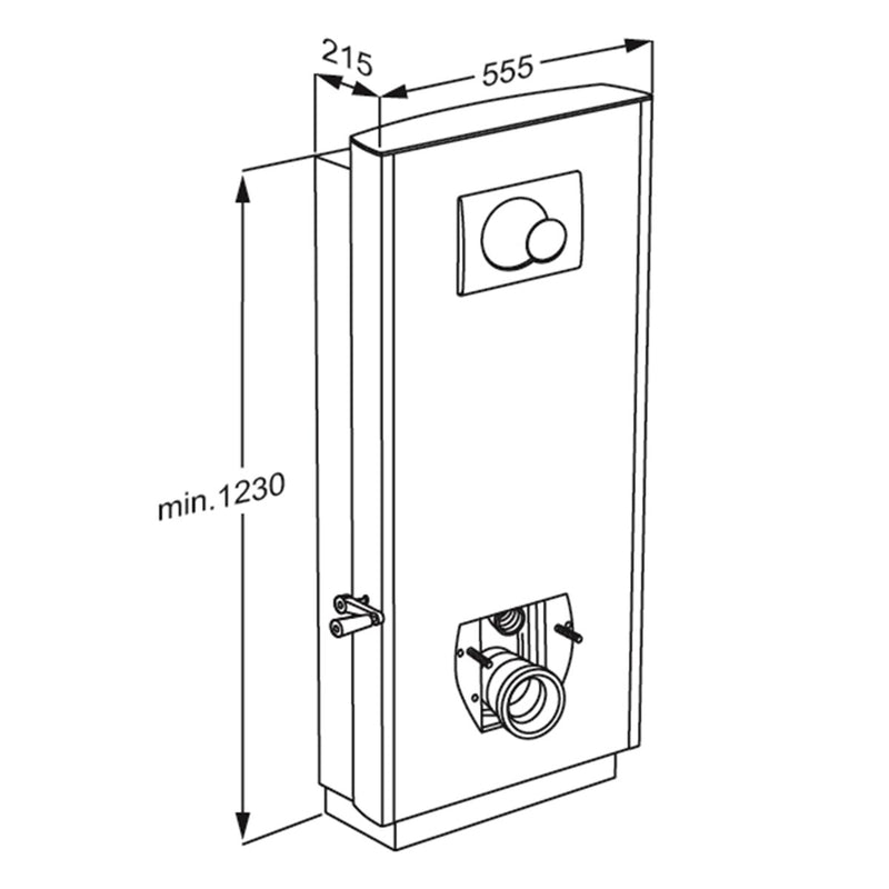Pressalit Select TL1 Toilet Lifter, Wall Outlet, Dimensioned Drawing (R8022000)