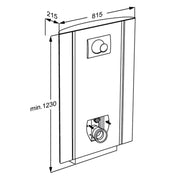 Pressalit Select TL2 Toilet Lifter with Side Profiles, Wall Outlet, Electric, Dimensioned Drawing (R8322000)