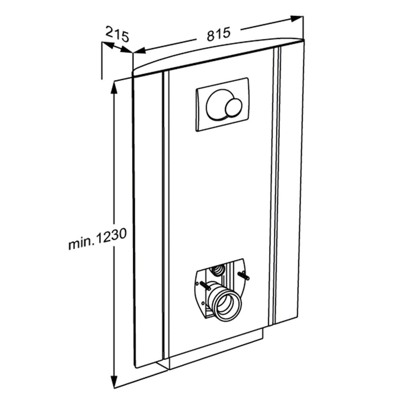 Pressalit Select TL2 Toilet Lifter with Side Profiles, Wall Outlet, Electric, Dimensioned Drawing (R8322000)