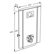 Pressalit Select TL2 Toilet Lifter with Side Profiles, Wall Outlet, Dimensioned Drawing (R8122000)