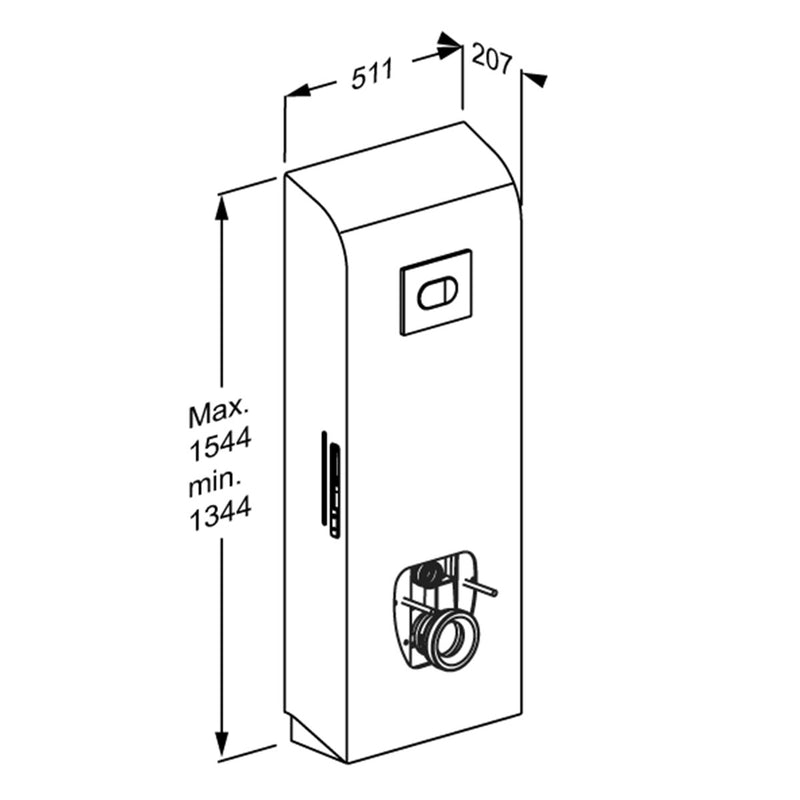 Pressalit Select TL3 Toilet Lifter, Floor Outlet, Electric, White, Dimensioned Drawing (R9113000)