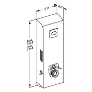 Pressalit Select TL3 Toilet Lifter, Wall Outlet, Manual, Anthracite, Dimensioned Drawing (R9023112)