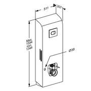 Pressalit Select TL4 Toilet Lifter, Wall Outlet, Electric, Anthracite, Dimensioned Drawing (R9124112)