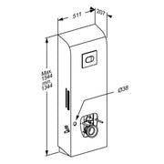 Pressalit Select TL4 Toilet Lifter, Wall Outlet, Manual, White, Dimensioned Drawing (R9024000)