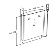 Pressalit Select Floor-Standing Wash Basin Lifter, Wired Hand Control, White (R4951000) - dimensioned drawing