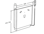 Pressalit Select Floor-Standing Wash Basin Lifter, with Safety Stop - dimensioned drawing (R4953)