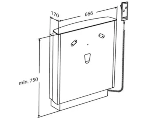 Pressalit Select Floor-Standing Wash Basin Lifter, with Safety Stop - dimensioned drawing (R4953)