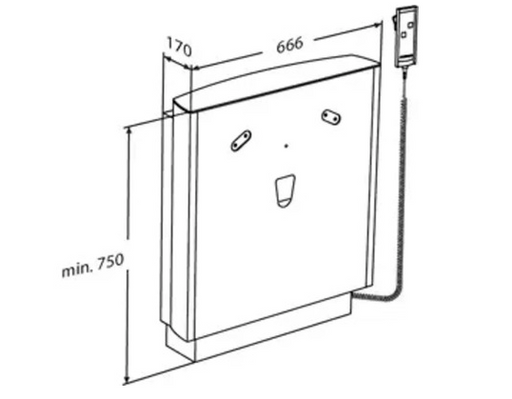 Pressalit Select Floor-Standing Wash Basin Lifter, with Safety Stop - dimensioned drawing (R4953)