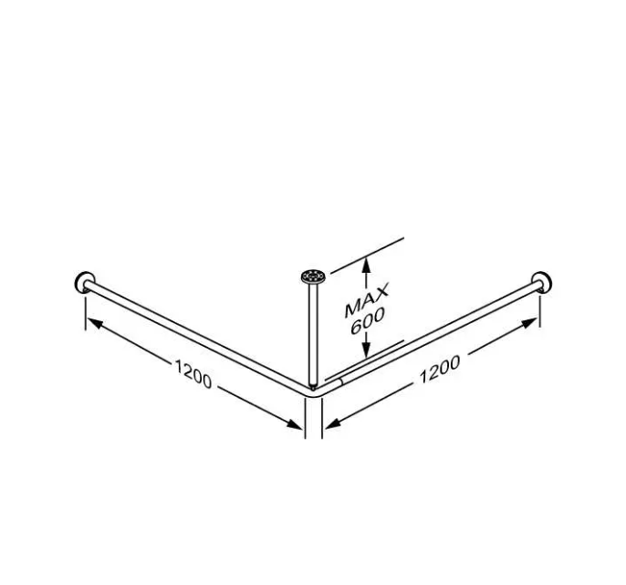 Pressalit Shower Curtain Rail, 1200 x 1200mm, White (RT212000)