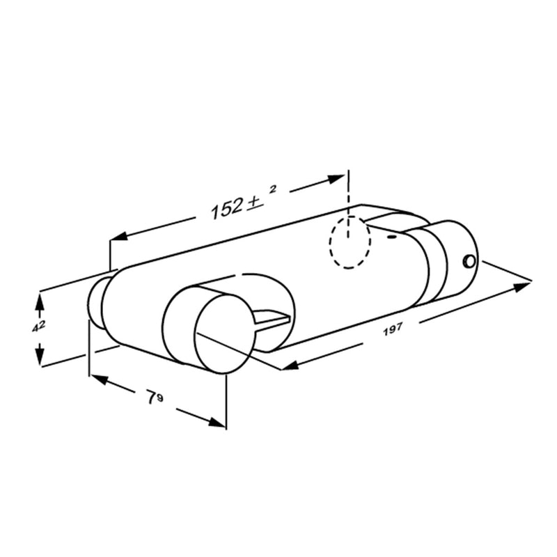 Pressalit Shower Mixer with Thermostat, Dimensioned Drawing (RT640)