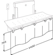 Pressalit Splash Curtain for SCT 1000 Shower Change Table, 1400mm, White, Dimensioned Drawing (R8420000)