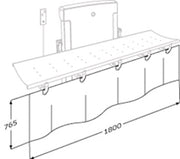 Pressalit Splash Curtain for SCT 1000 Shower Change Table, 1800mm, White, Dimensioned Drawing (R8421000)