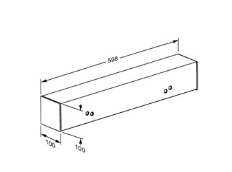 Pressalit Distance Piece for Wash Basin, 600 × 100 × 100mm, White (R1201000) - dimensioned drawing