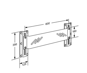 Pressalit Value Wash Basin Bracket, Wall-Mounted, Manually Height-Adjustable, White (R1214000) - dimensioned drawing