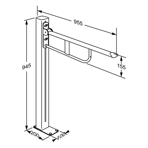 Pressalit VALUE Support Arm on Column, Floor-Mounted (R1161000) - dimensioned drawing