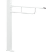 Pressalit VALUE Support Arm, 850mm, on Column, Floor-Mounted, Height-Adjustable, White with Grey End Cap (R1161000)