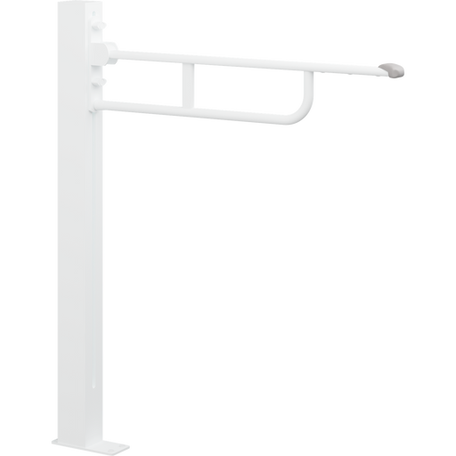 Pressalit VALUE Support Arm, 850mm, on Column, Floor-Mounted, Height-Adjustable, White with Grey End Cap (R1161000)