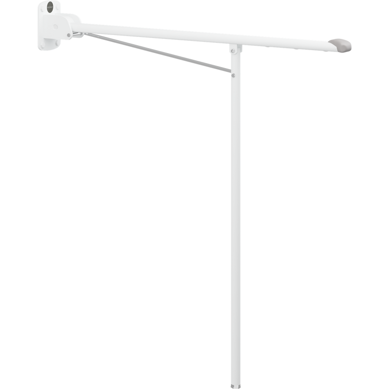 Pressalit VALUE Support Arm, 850mm, with 850mm Support Leg, Fixed Height, White with Grey End Cap (R1101000)