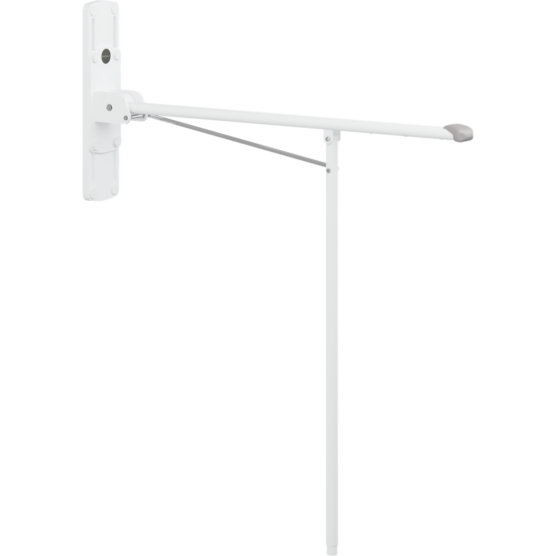 Pressalit VALUE Support Arm, 850mm, with Support Leg (755-905mm), Height-Adjustable, White with Grey End Cap (R1111000)