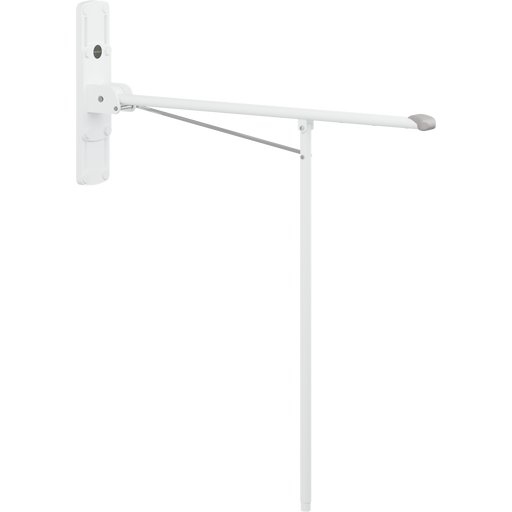 Pressalit VALUE Support Arm, 850mm, with Support Leg (755-905mm), Height-Adjustable, White with Grey End Cap (R1111000)