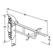 Pressalit VALUE Support Arm with Mounting Profile, 850mm, Right-Hand (R1081000) - dimensioned drawing
