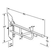 Pressalit Value Support Arm with Mounting Profile, 850mm, incl. Operating Panel for TL3/TL4, White (R1083000) - dimensioned drawing