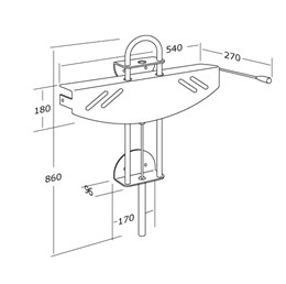 Pressalit Value Wash Basin Bracket, Height-Adjustable with Gas-Assisted Lever Control, White (R1210000) - dimensioned drawing