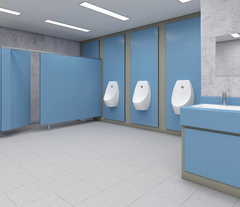 RapidFit toilet cubicles installed in a commercial washroom