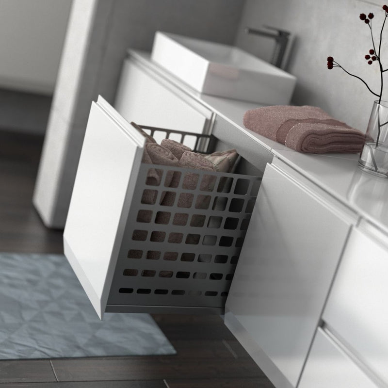Rectory Wall Hung 1 Drawer Base Unit With Basket 400mm Gloss White - view 3