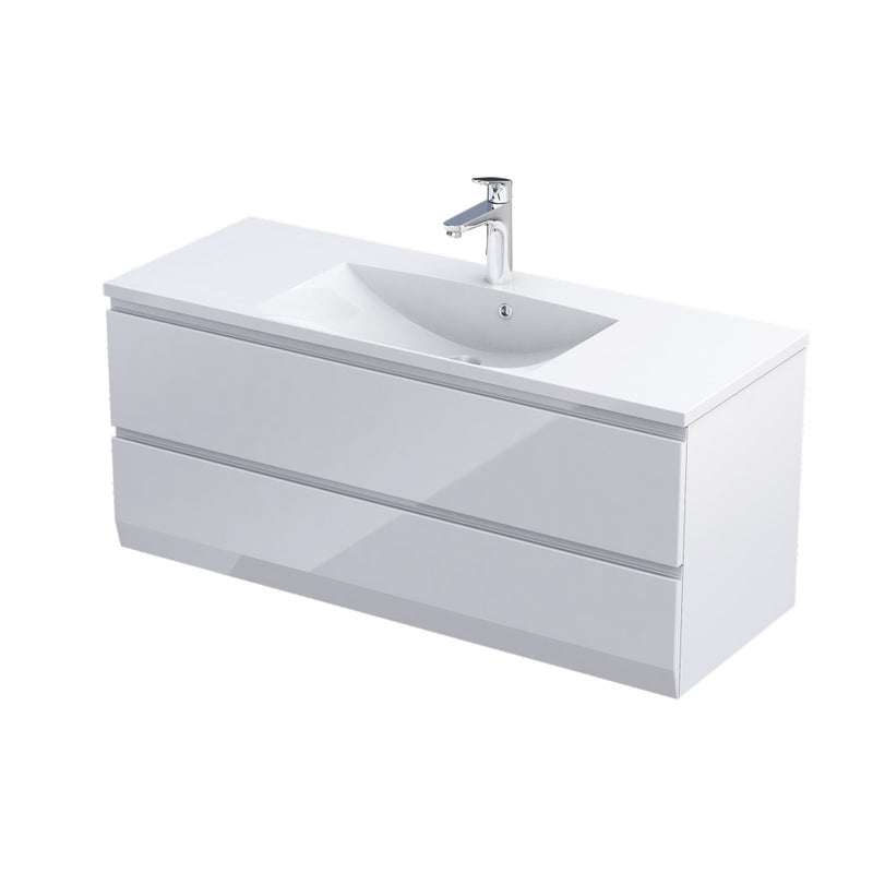 Rectory Wall Hung 2 Drawer Basin Unit 1200mm Gloss White