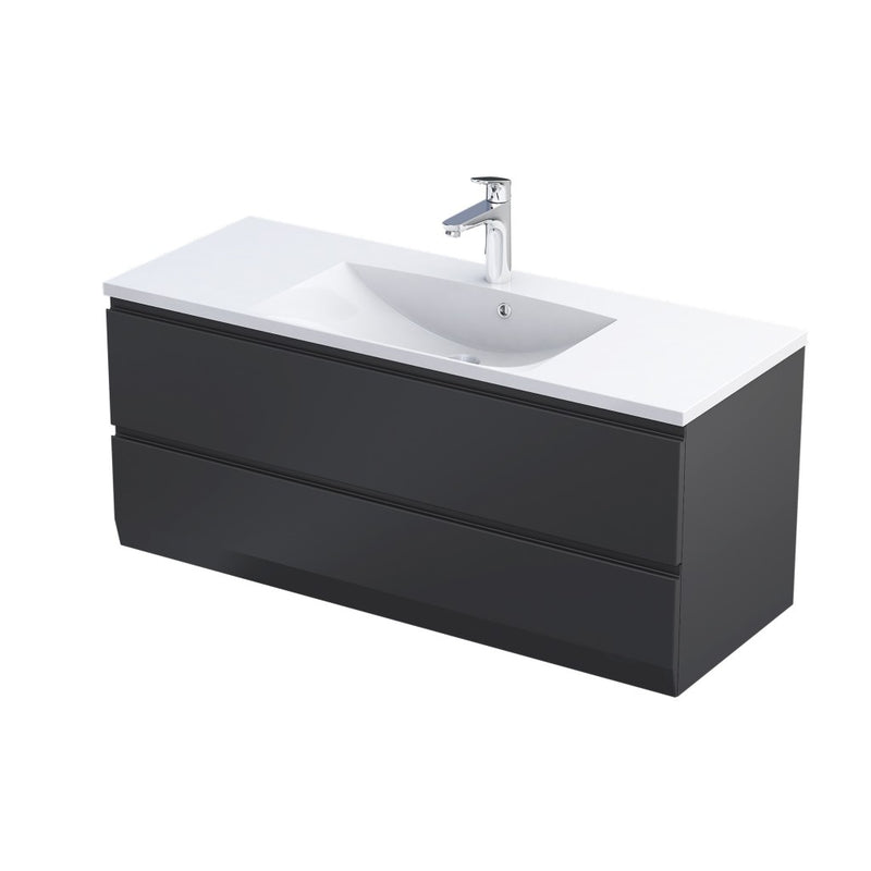 Rectory Wall Hung 2 Drawer Basin Unit 1200mm Matt Black